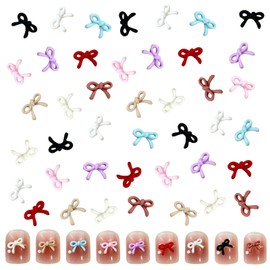 Nail Parts, Ribbon, Approximately 100 Pieces 3D 3D Ribbon, Nail Parts, Stone, Cute, Small, Bowknots, Nail Art, Ribbon, Decoration Parts, Handmade for Resin, Random Color