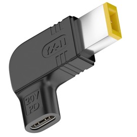 PD USB C a DC Adaptador rectángulo Plug, 100 W PD tipo C hembra a macho adaptador DC 20 V, tipo USB C a rectángulo Adaptador de enchufe hecho para Lenovo ThinkPad serie portátil