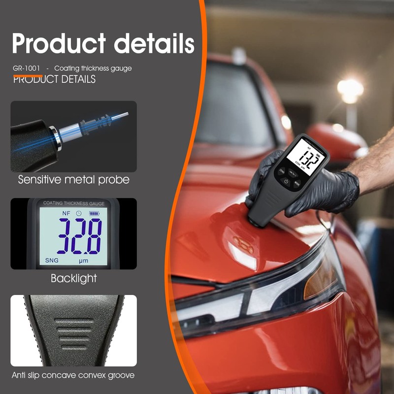 Coating Thickness Gauge Digital Paint Thickness Gauge with Sensor for