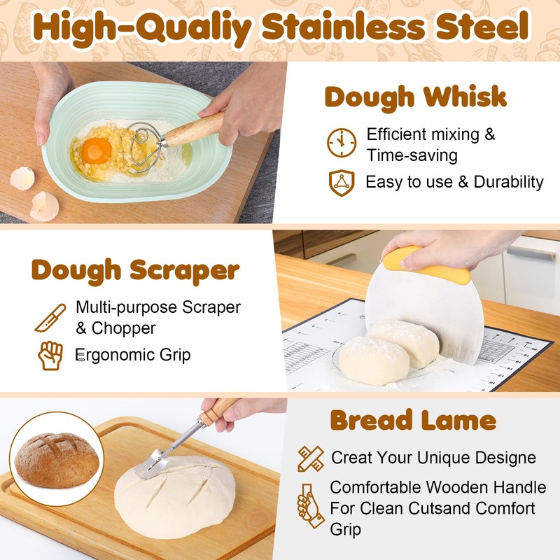 HK Sourdough Starter Kit, Sourdough Bread Baking Supplies with 9''