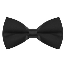TOPTIE Mens Formal Tuxedo Solid Color Satin Bow Tie Classic Pre-Tied Bow Tie-Black-1 pack