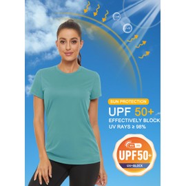 MAGCOMSEN Workout Shirts for Women Short Sleeve T Shirts Turquoise Shirts Ultra Lightweight Performance Shirts Running Workout Tops Grey Green,S