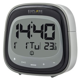 EXPLORE SCIENTIFIC Schwarz RDC-3006 Wecker, Touch-Key, Innentemperatur, Funksteuerung, Kalender, Touch-Steuerung, Dual-Alarm, LCD-Display, Farbe, Schalter, Code 2