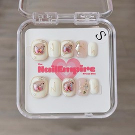 SHORT NAILS Part-1 | The Nail Empire | 10pcs Press On Nails | Nude color nails | Short nails | Square nails | Coffin nails | Cute| Glossy | Reusable | Most Affordable | High Quality | Nail haven| Nail heaven| - Design: 49, Size: M