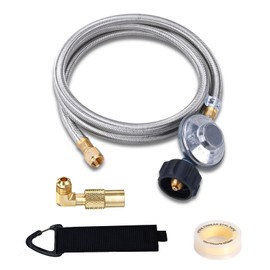 VIEAUBE 6 Feet Propane Regulator with Hose, QCC1 Gas Grill Regulator and Hose to 3/8'' Connect Fitting, with Adapter for 28" 36" Blackstone Griddle and LP Gas Grill Heater and Fire Pit Table Stove