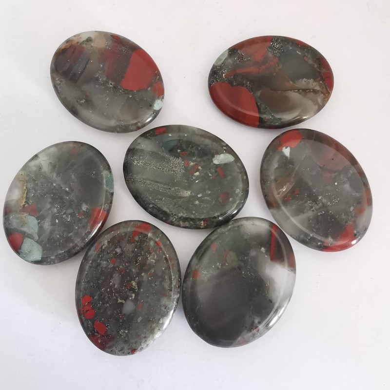 Lovionus89 Black Obsidian and Africa Bloodstone Thumb Worry Stone, Stress