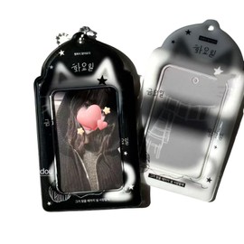 Photocard Holder with Keychain 3 Inch Photo Card Holder PVC ID Badge Holder Set of 2 with Cute Cat Design Cute Photocard Holder Card Holder Keychain for Kpop