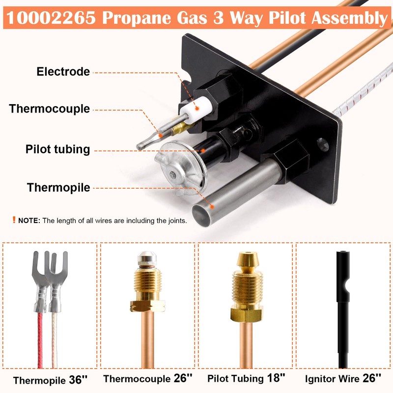 Hiorucet 10002264 Natural Gas 3 Way Pilot Assembly Replacement Part