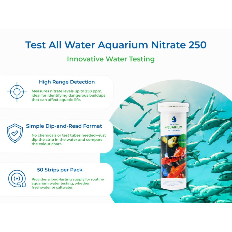 TEST ALL WATER - Aquarium Nitrate Test Strips | 250ppm