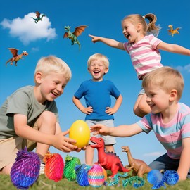 Set of 6 Miniature 3D Printed Dragon Egg with Dragon - 5 Inch Crystal Dragon Toy Egg in Small Size, Mysterious Dragon Egg Toy, Surprise Easter Dragon Eggs Home Decor (F)