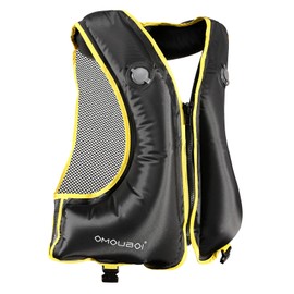 FORWEWAY Adult inflatable buoyancy aid vest,fit 100 kg & 150-200 cm adjustable dual air chambers and high visibility. Suitable for kayakin,surfing,diving.