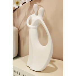 Insiswiner White Couple Statues Home Decor Ceramic Small Couple Statue Love Statues and Figurines Couple Gifts for Valentine