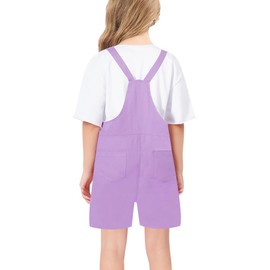 Mlvekrt Girls Overalls Sleeveless Adjustable Jumpsuits Kids Casual Loose Romper Cute Long Pants with Pockets 10-12 Years Purple