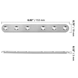 ZOENHOU 12 Pieces Flat Connectors Stainless Steel Wood Connectors Flat Connector 153 mm x 20 mm Perforated Plate 3 mm Thick Metal Connector Flat Wood Connector with 72 Screws for Furniture Cabinets