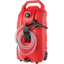 VEVOR 16 Gallon Fuel Caddy, 7.8 L/min, Portable Gas Storage Tank Container with Nozzle Rubber Wheels, Fuel Transfer Storage Tank for Gasoline Diesel Machine Oil Car Mowers Tractor Boat Motorcycle Bottles Organiser Metal:_16 Gal & Siphon