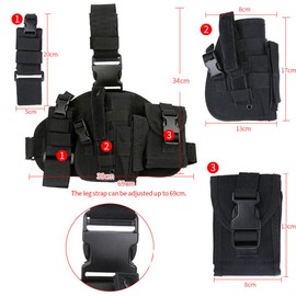 Tactical Drop Leg Holster,Universal Adjustable Military Army Tactical Pistol Gun Handgun Thigh Holster Platform Panel with MOLLE Pouches Hunting Bag (Green)