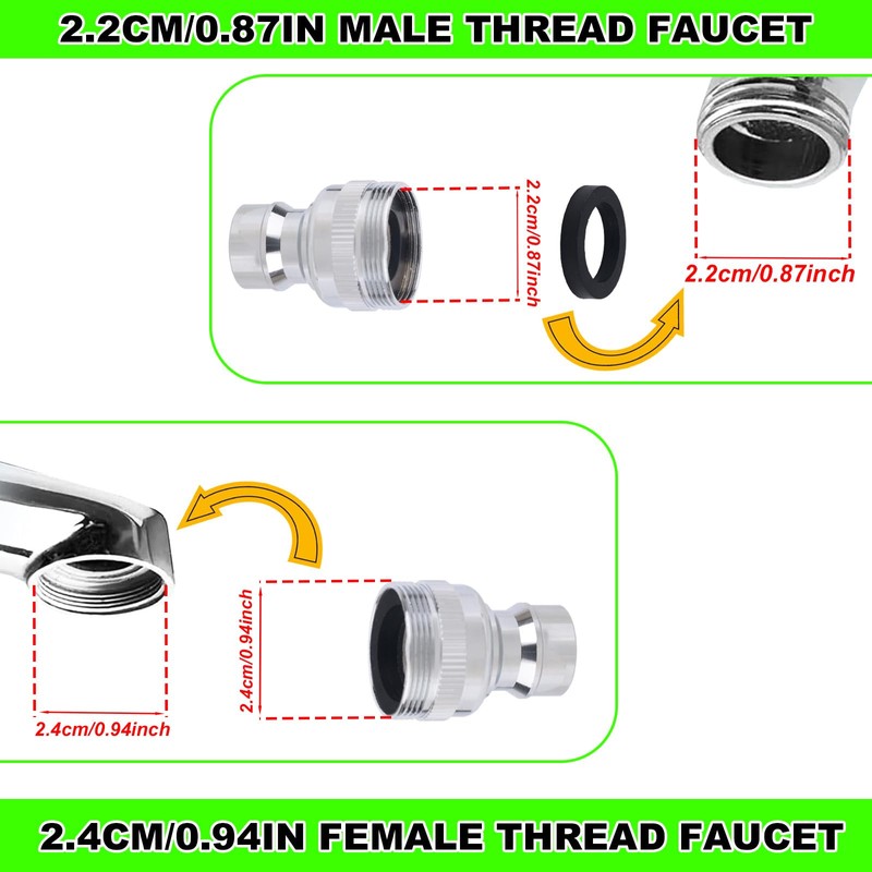 lasuroa 2pcs Dishwasher Sink Faucet Adapter with Aerator, Chrome Quick