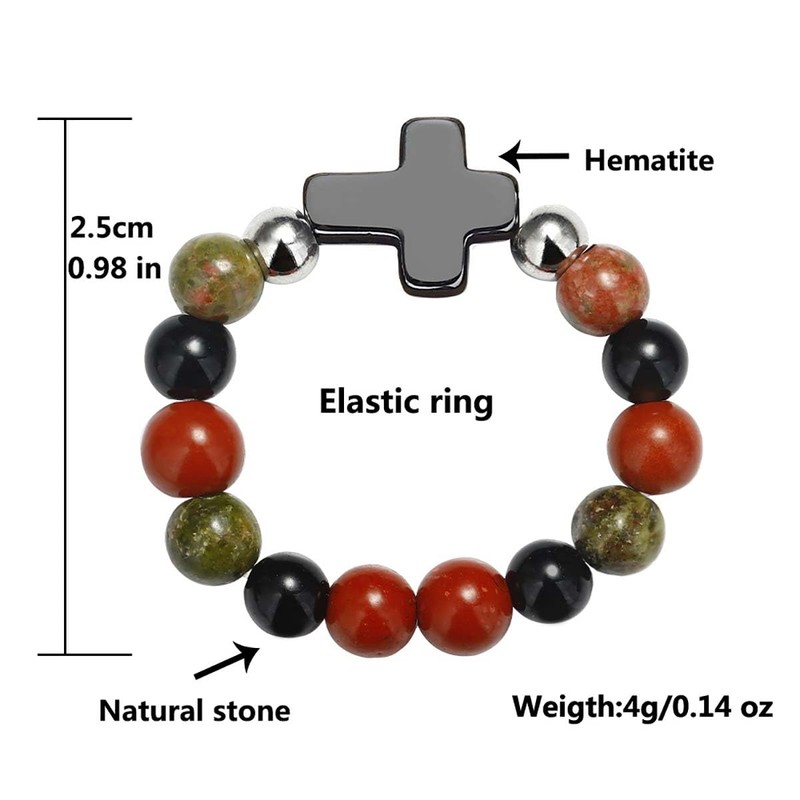 Natural Stone Ring for Women – Elastic Bead Jewelry with