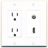 RiteAV Power Outlet and COAX HD Wall Plate Decorative [White]