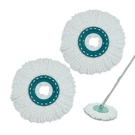 Pack of 2 Microfibre Mop Replacement Compatible, Replacement Head for Clean Twist Disc Mop Ergo, Mop Systèmes Mop Head Replacement Very Absorbent, Suitable for All Floor Types