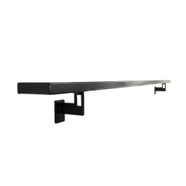 Modern Aluminum Handrail Grab Bar Kit, Adjustable Steel Brackets Included, Returns to Wall, Matt Black Powder Coat (2 Foot Handrail Set)