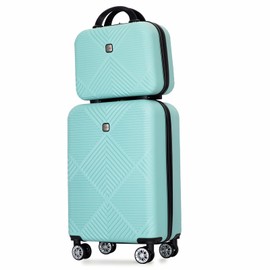 Tripcomp 2 Piece Carry on Luggage Set, Airline Approved 20 Inch Luggage with Cosmetic Case HardShell Suitcase with Spinner Wheels, Lightweight Durable Hardside Suitcases Set, Light Blue