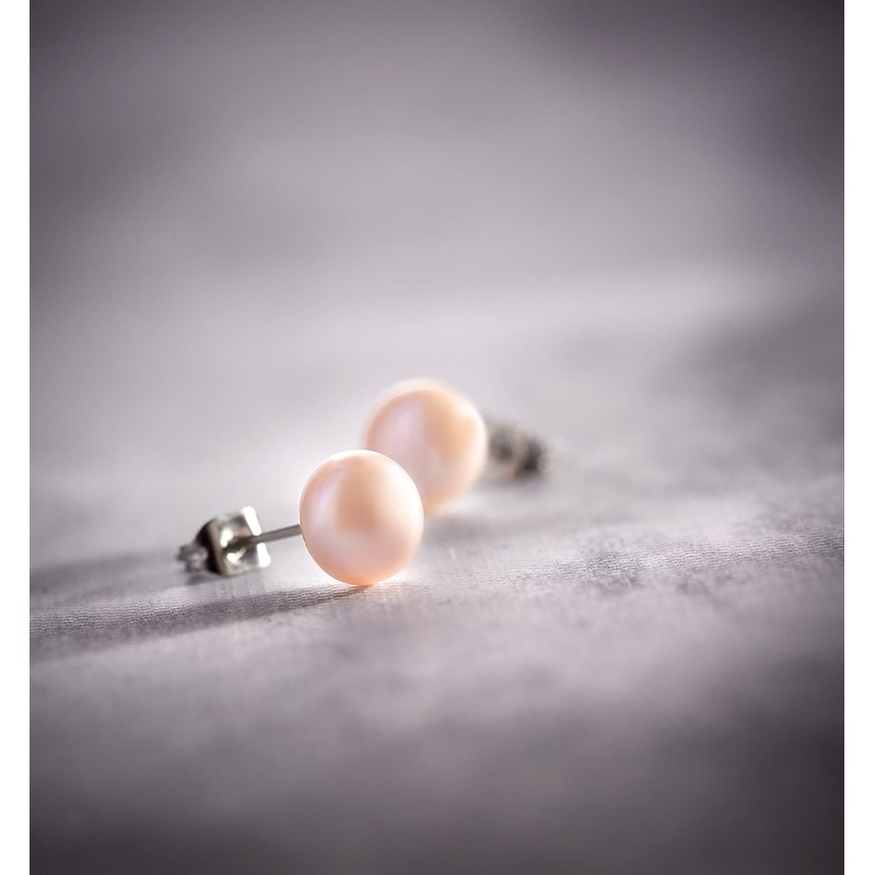 Anthony Vincent Aretes Perla Rosa Cultivada Natural Tamaño 10 mm