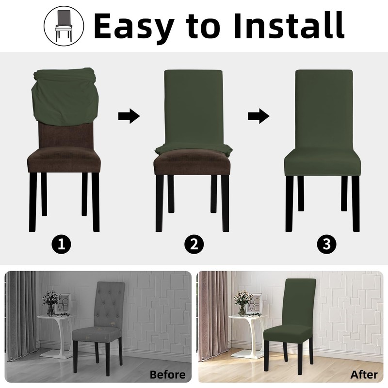 Easy-Going Dining Chair Covers Stretch Dining Room Chair Covers Set