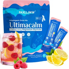 Ultimacalm Super Cortisol Drink Powder – Magnesium Glycinate with Ashwagandha, L-Theanine & Vitamin D – Sugar-Free Raspberry Lemonade Calming Sleep Support – 30 Stick Pack