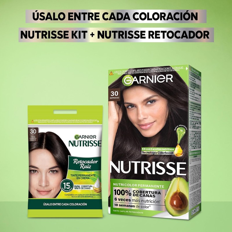 Tinte Garnier Nutrisse Espresso 30 – Coloración + Retocador Raíz