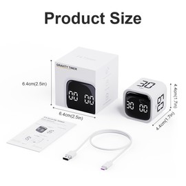 Cube Timer Gravity Sensor Timer Exercise Timer Vibration and Mute Modes Custom Timing 5/10/30/60min for Work, Study,Kitchen Cooking(White)