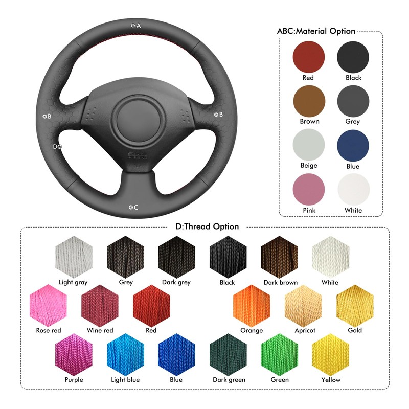 MEWANT Steering Wheel Cover Wrap for Honda S2000 Civic Si