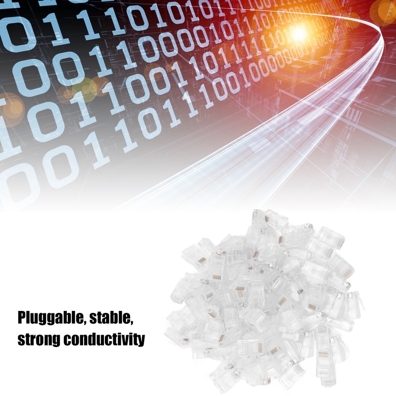 100Pcs Network Crystal Heads Gold Plated Strong Toughness Cable Connectors