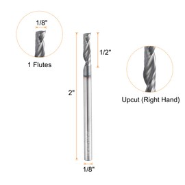 sourcing map Spiral Router Bit 1/8" Cut Dia 1/8" Shank Up Cut AlTiN Coated Solid Carbide 1 Flute CNC End Mill Milling Bits for Wood Alloy Steel Metal (1/2" Cut Length 2" Long)