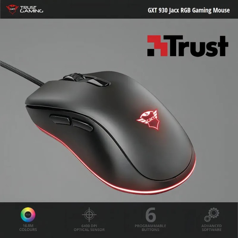 Mouse gamer de juego Trust Jacx GXT 930 negro