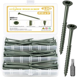 Deck Screws, #10x3 Heavy Duty Exterior Wood Screws, 120PCS Torx/Star Drive Head Deck Screw, Rust Resistant epoxy Coated, Outdoor Decking Screws, T25 Star Bit Included, Green