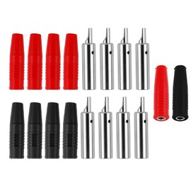 10 Stück Bananenstecker 4mm Profi-Set, Isolierte Buchsenstecker mit Bananenbuchse 4mm, Kupplung für 24A Hochstrom, bananenstecker kupplung, banana plug (Rot/Schwarz)