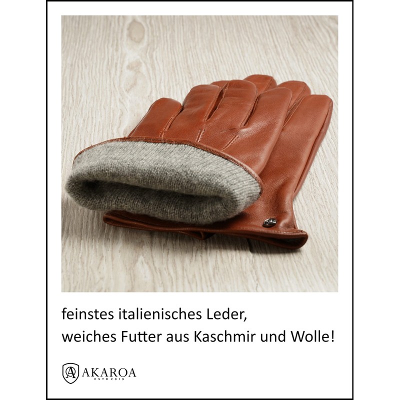AKAROA ESTD 2019 Men's MAX Leather Gloves, Touchscreen Function, Italian
