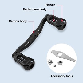 BDKMMS Fishing Reel Handle, Carbon Fibre Fishing Reel Rotary Handle Double Rocker Replacement Accessories for Outdoor Fishing