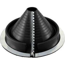 Water-Tite 81829 #2 Retrofit Metal Roof Flashing, 10-3/4" Round Base with EPDM Rubber Collar, For 2" to 7-1/4" Vent Pipes, Black