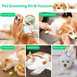 Towallmark Multi-Purpose Pet Hair Remover, Dog Hair Vacuum Groomer with Intake Power 135W, Low Noise Dog Clippers, Pet Hair Vacuum Cleaner with Grooming Tools, Suitable for Dog, Cat, etc