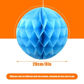 Ruidee 8 Pieces Paper Honeycomb Balls Tissue Paper Flower Balls Party Backdrop Decoration for Weddings, Birthday Parties, Baby Showers（8in/Sky Blue）