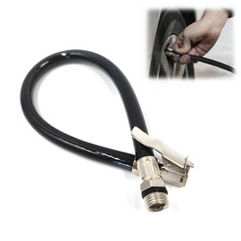 EODKSE 1 x Flexible Air Hose with Clip for Bicycles and Motorcycles - Tyre Inflation Adapter and Valve Extension - Suitable for All Tyres with Standard Valves - Made of Rubber