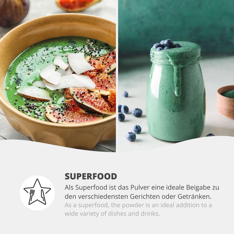 Spirulina Powder 100 g Natural Pure without Additives Superfood Algae