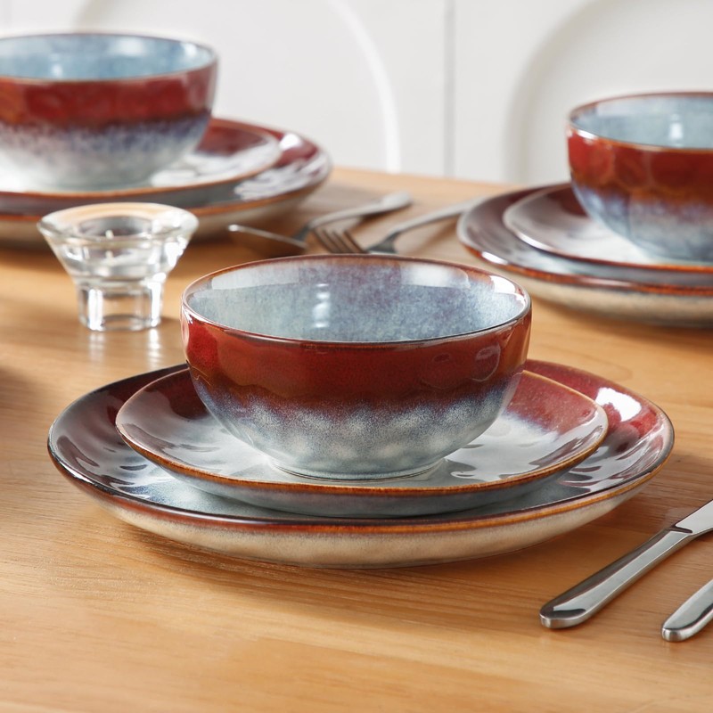 vancasso Starry Dinnerware Set for 4, Handmade Reactive Glaze Stoneware