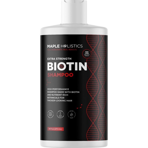 Ultra Biotin Shampoo for Thinning Hair - Extra Strength Volumizing Shampoo for Men and Women with Keratin Argan and Rosemary Essential Oil - Sulfate Free Shampoo Biotin Formula for Hair and Scalp Care