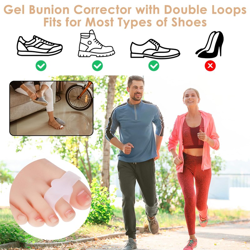 2pcs Toe Separators Bunion Corrector with 2 Loops Big Toe