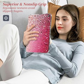 DIGTIALL Ultra-Thin Clear TPU Case for Fire HD 10 & 10 Plus Tablet (13th Generation, 2023 Release) 10.1" Transparent Anti-Slip Shockproof Protection Cover,Pink Glitter