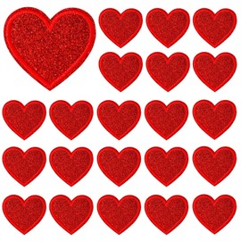 30pcs Glitter Heart Iron on Patches Valentine's Day Clothing Embroidered Colorful Shiny Red Heart Sew on Patches Applique Repair Patch ﻿DIY Crafts for Clothing Jacket Jeans Pants Dress Backpack Hat