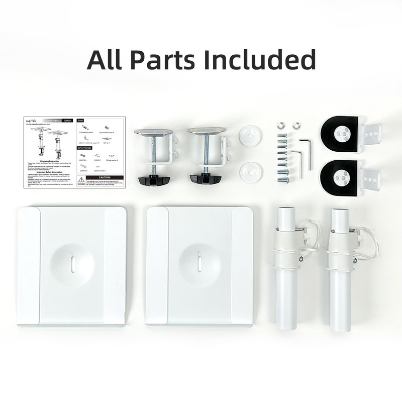 suptek Clamp-on Speaker Stand Desk Mount Set, Height Adjustment, Tilt,